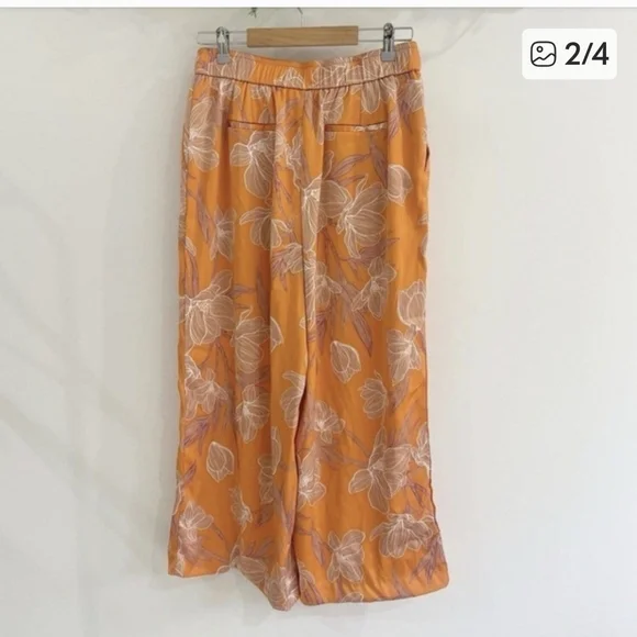 NWT Joie Orange and Purple Floral Pants - Picture 2 of 6